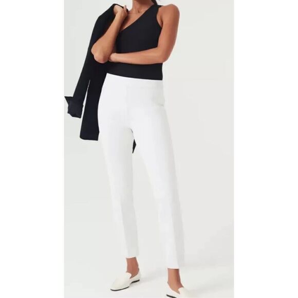 SPANX NWT On-the-Go Ankle Straight Pant White Ultimate Opacity Technology Sz M - Picture 1 of 14